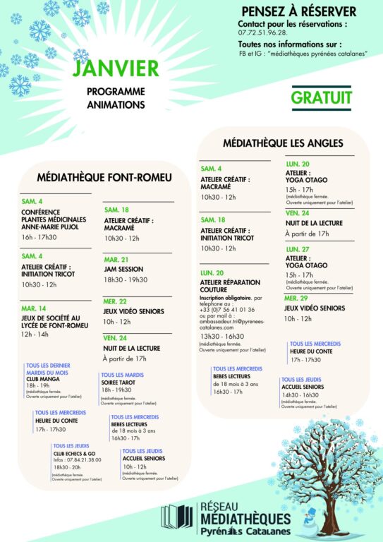 Programme médiathèque janvier 2025